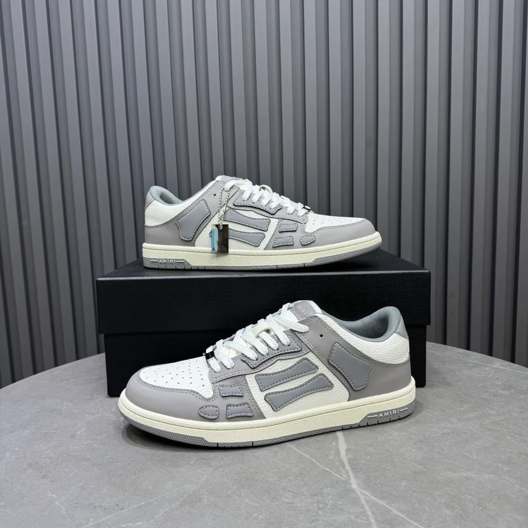 Men's men's shoes 💰600 AMIRI high street sneakers with bone sports shoes, toe layer cowhide upper, upper side bones, hand-stitched, good three-dimensional effect, customized metal LOGO, size 38-45 46